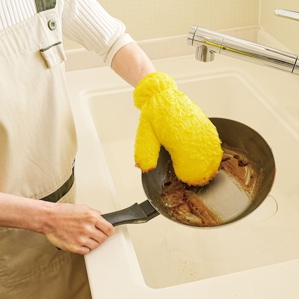 油汚れもピカピカ! 手が汚れないファイバーミトン2枚組