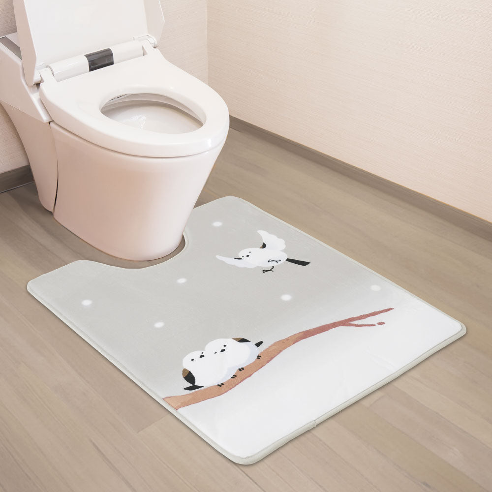 かわいいシマエナガの洗えるトイレマット65×80cm