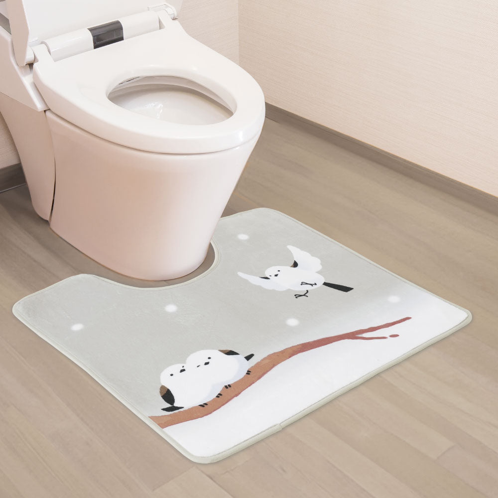 かわいいシマエナガの洗えるトイレマット65×60cm