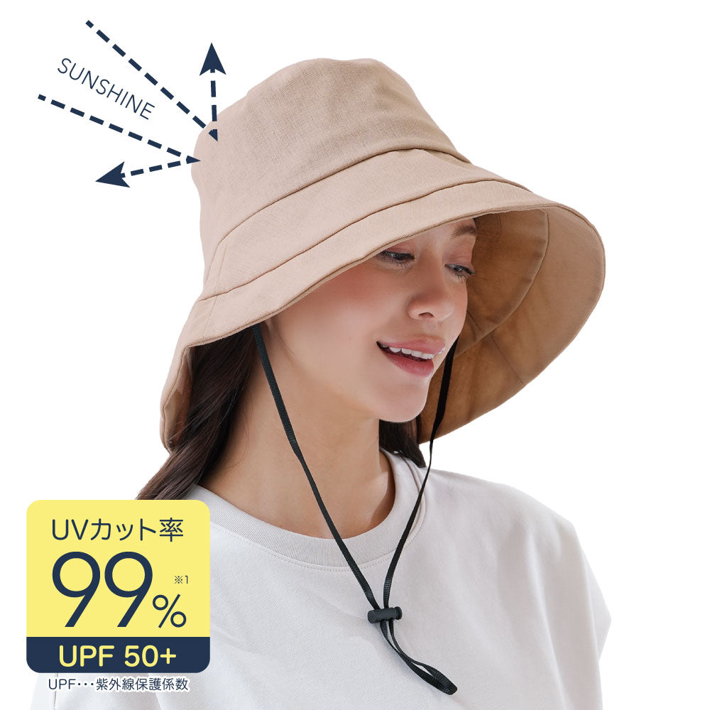 UV&クールリネン混すずやかハット