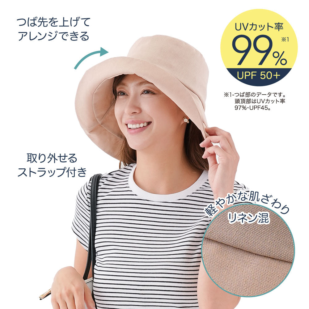 UV&クールリネン混すずやかハット